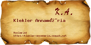 Klekler Annamária névjegykártya